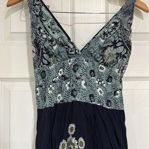 Angie Black and Blue Patterned Maxi Dress